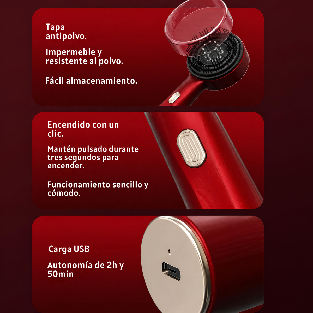 Masajeador Capilar 3 en 1 con Luz Roja