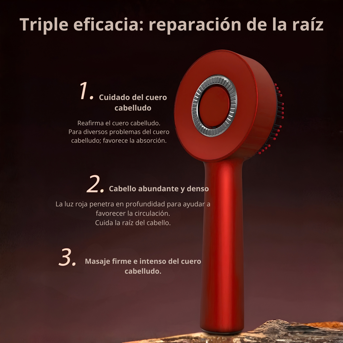 Masajeador Capilar 3 en 1 con Luz Roja